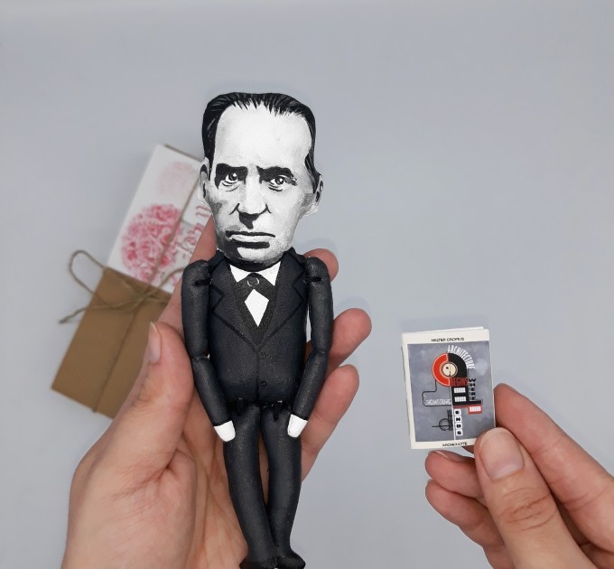 Famous German architect Modernist architecture - Gift for architect - Thoughtful gift - hand painted figurine & miniature book