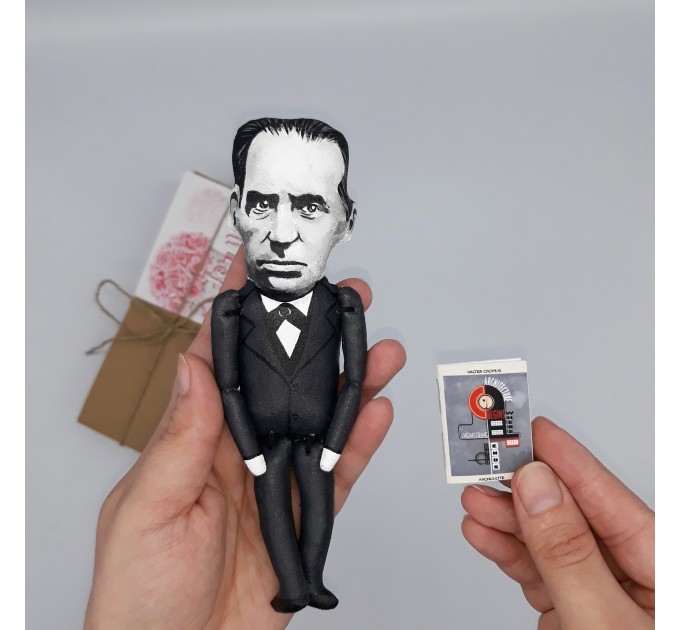 Walter Gropius igure, Gift for architect - Handmade doll + miniature book