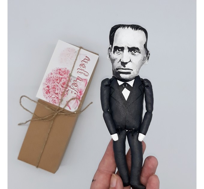 Walter Gropius igure, Gift for architect - Handmade doll + miniature book