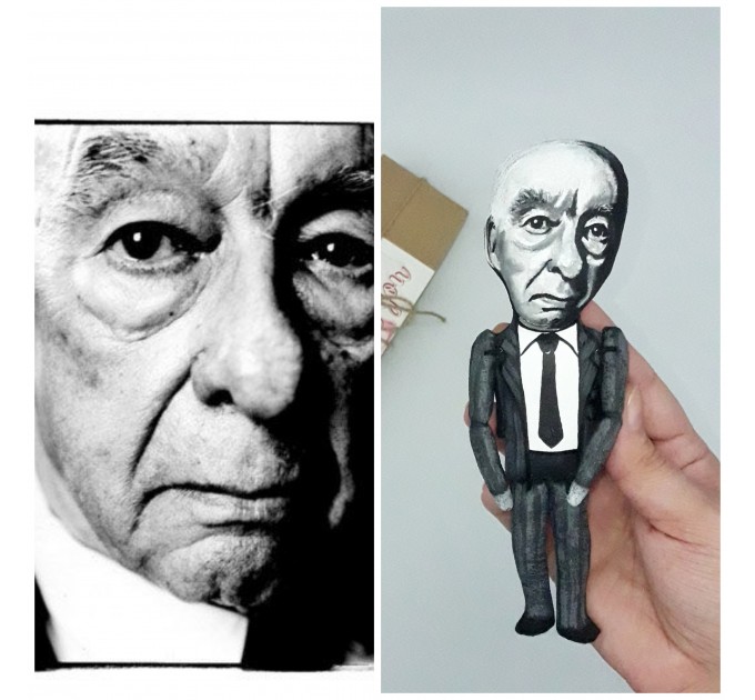 Willard Van Orman Quine American philosopher action figure 1:12 - a unique collection for smart people - professor gift idea, book shelf decorations - Collectible philosopher finger puppet hand painted + Miniature Book