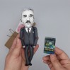 William Faulkner literary figure, writer novelist Nobel Prize, author Absalom Absalom - Literary crafts, Book lover decor - Collectible handmade doll hand painted + Miniature Book