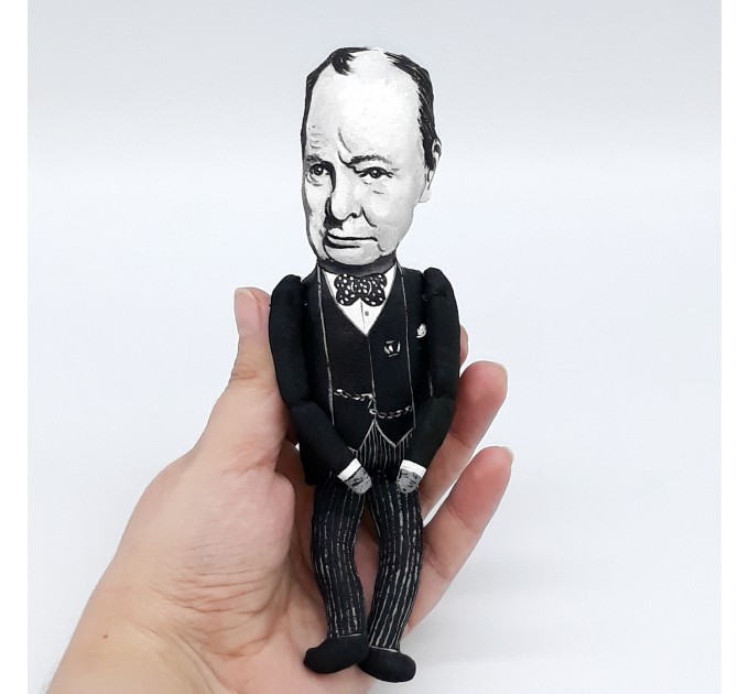 Winston Churchill historical figure, British prime minister, - Collectible handmade doll
