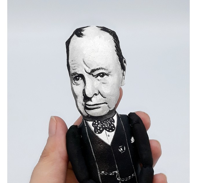Winston Churchill historical figure, British prime minister, - Collectible handmade doll