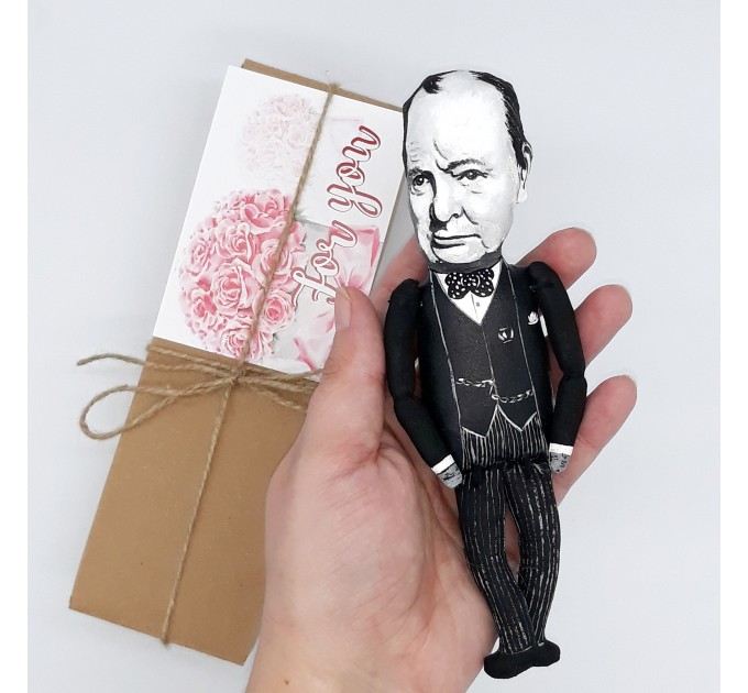 Winston Churchill historical figure, British prime minister, - Collectible handmade doll