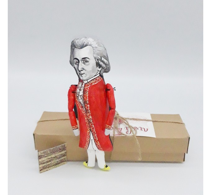 Wolfgang Mozart composers action figure 1:12 - Classic music fans gift, a unique collection for smart people - Collectible composer finger puppet hand painted